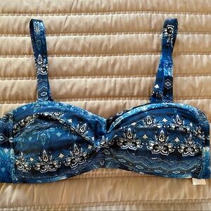 Swimsuits for All Blue Print Bandeau Top